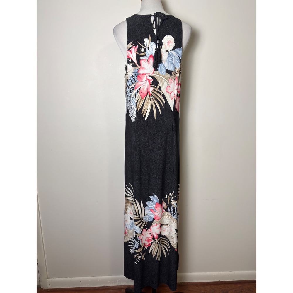 Tommy Bahama Tropical Floral Maxi Dress Large Coastal Resortwear Stretch Knit - Picture 3 of 8